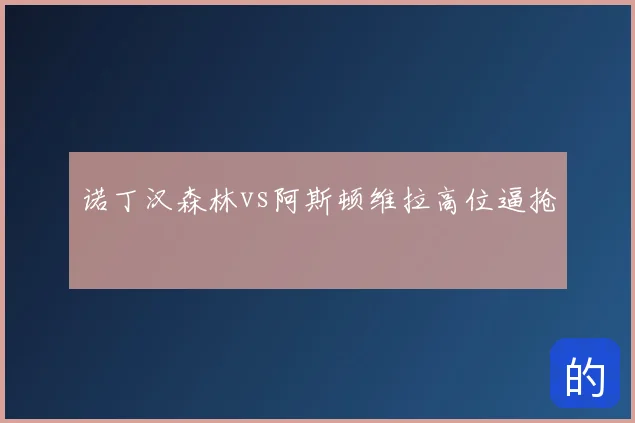 诺丁汉森林vs阿斯顿维拉高位逼抢